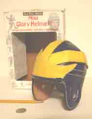 Michigan mini leather football helmet