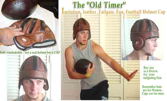 tailgating leather football helmet old timer